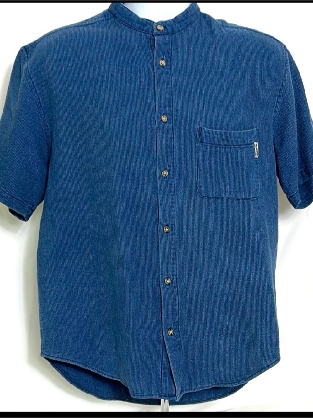 Guess Jeans Men's Size Medium Short Sleeve Casual Button Front Blue Shirt